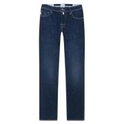 Leonardo Witte Stiksel Jeans Tramarossa , Blue , Heren