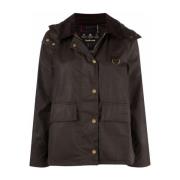 Groene wax-katoenen capuchonjas Barbour , Green , Dames