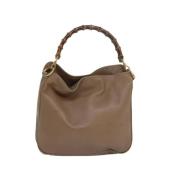 Pre-owned Leather handbags Gucci Vintage , Beige , Dames