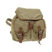 Pre-owned Nylon backpacks Prada Vintage , Beige , Dames