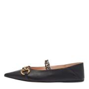 Pre-owned Leather flats Gucci Vintage , Black , Dames