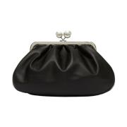 Nappa Clutch met Afneembare Band Max Mara Weekend , Black , Dames