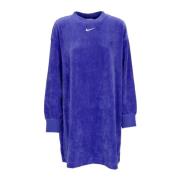 Velours Jurk met Lange Mouwen en Ronde Hals Nike , Blue , Dames