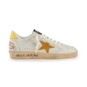 Versleten witte sneakers met oranje ster Golden Goose , White , Heren