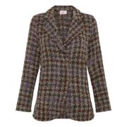 Bruin Geruite Blazer Deha , Brown , Dames