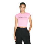 Tekst Geborduurde Cropped T-shirt Eytys , Pink , Dames