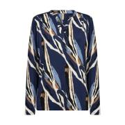 Blauwe printtop met splitnek Soyaconcept , Blue , Dames