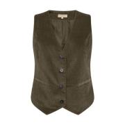 Geribbeld Gilet Olijfgroen Soyaconcept , Green , Dames