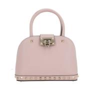 Roze Gehamerd Leren Handtas met Metalen Studs Valentino Garavani , Pin...