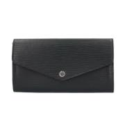 Pre-owned Leather wallets Louis Vuitton Vintage , Black , Dames