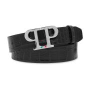 Stijlvol Leren Riem Philipp Plein , Black , Heren