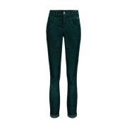 Teal Carrie Cord Jeans Red Button , Green , Dames