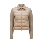 Gebreide Cardigan met Donsgevulde Voorkant Moncler , Beige , Dames