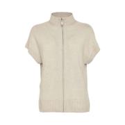 Vintage Binta Gebreid Vest - Beige Sand , Beige , Dames