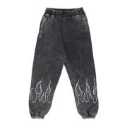 Grijze Fleece Trainingsbroek met Geborduurde Vlammen Vision OF Super ,...