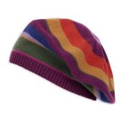 Paarse damesmuts en baret met veelkleurige strepen Gallo , Multicolor ...