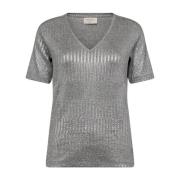 Sprankelend V-hals ribshirt Freequent , Gray , Dames