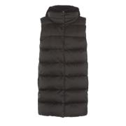 Zwarte Gewatteerde Geplooide Vest met Capuchon Herno , Black , Dames