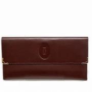 Pre-owned Leather wallets Cartier Vintage , Brown , Dames