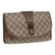 Pre-owned Leather clutches Gucci Vintage , Brown , Dames