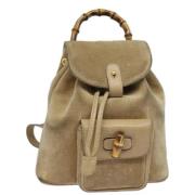 Pre-owned Leather backpacks Gucci Vintage , Beige , Dames