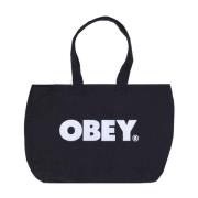 Canvas Tote Tas Zwart/Wit Obey , Black , Dames