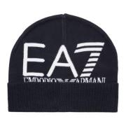 Effen Logo Beanie Muts Emporio Armani EA7 , Blue , Heren