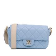 Pre-owned Leather shoulder-bags Chanel Vintage , Blue , Dames