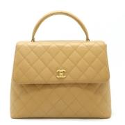 Pre-owned Leather chanel-bags Chanel Vintage , Beige , Dames