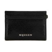 Stijlvolle Zwarte Leren Kaarthouder Alexander McQueen , Black , Heren