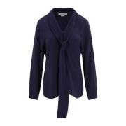 Elegante Blauwe Zijden Shirt Victoria Beckham , Blue , Dames