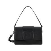 Gestanste Flap Leren Tas met Verwisselbare Handvat Hogan , Black , Dam...