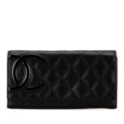 Pre-owned Leather wallets Chanel Vintage , Black , Dames