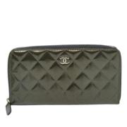 Pre-owned Leather wallets Chanel Vintage , Green , Dames