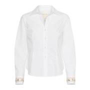 Witte Blouse met V-Hals en Kraag Part Two , White , Dames