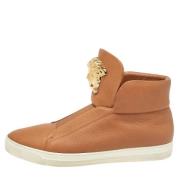 Pre-owned Leather sneakers Versace Pre-owned , Brown , Heren