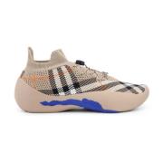 Gebreide sneakers met ruitmotief en trekkoord Burberry , Beige , Heren