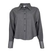 Moderne Cropped Shirt Grijs Kaos , Gray , Dames