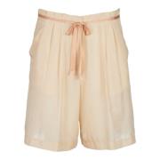 Zijden Bermuda Shorts Ivoor Forte Forte , Beige , Dames