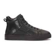 Leren sneakers met hoge schacht Kazar , Black , Heren