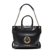 Zwarte Shopping Tas met Magneetsluiting Moschino , Black , Dames