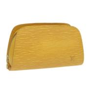 Pre-owned Leather pouches Louis Vuitton Vintage , Yellow , Dames