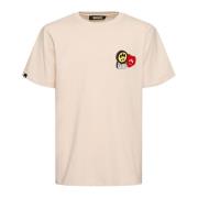 Beige Katoenen T-shirt met Logo Print Barrow , Beige , Heren