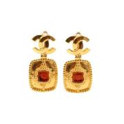 Pre-owned Fabric earrings Chanel Vintage , Yellow , Dames