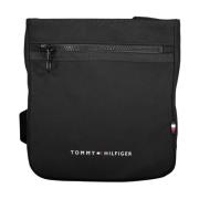 Zwarte Polyester Schoudertas met Zakken Tommy Hilfiger , Black , Heren