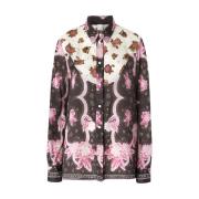 Bloemen Logo Print Lange Mouw Shirt Pinko , Multicolor , Dames