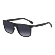 Mat Zwart Zonnebril Grijs Getint Hugo Boss , Black , Heren