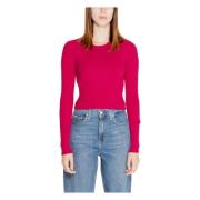 Rib Crop O-Neck Gebreide Trui Only , Pink , Dames