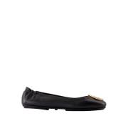 Zwarte leren ballerina met messing details Tory Burch , Black , Dames