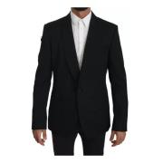 Zwarte Formele Blazer Jas Eén Knoop Dolce & Gabbana , Black , Heren